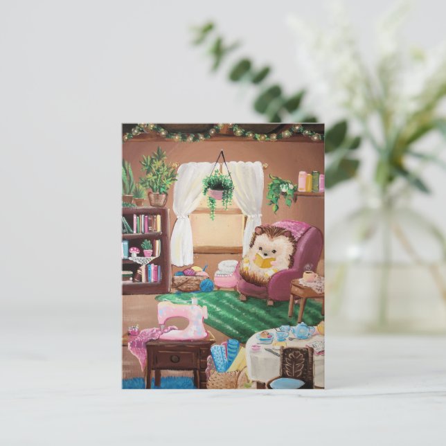 Hygge Hedgehog Postcard (Standing Front)