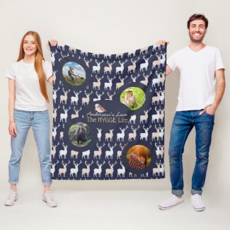 HYGGE Life Cozy Stag Photo Blanket Navy Blue