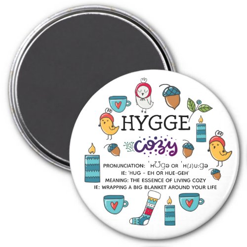 HYGGE _ meaning and pronunciation cute doodles new Magnet