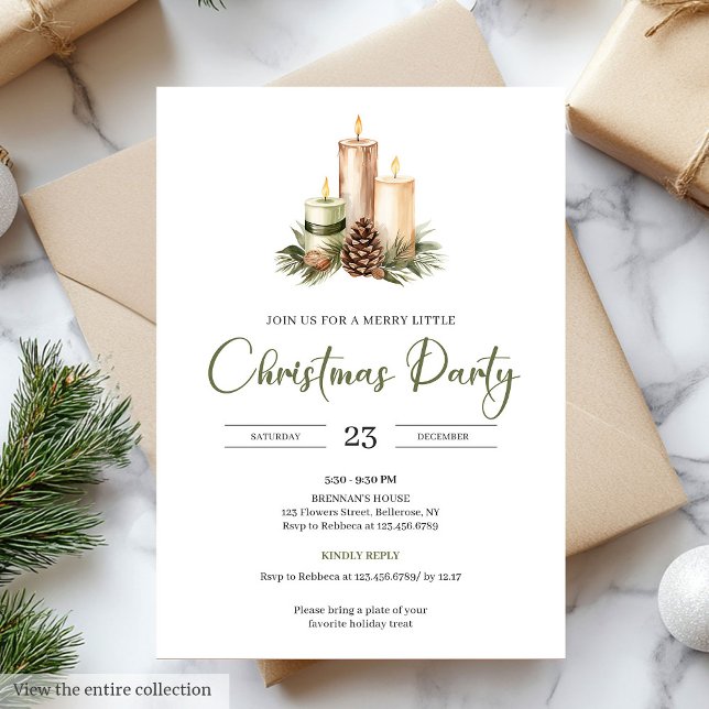 Hygge Minimal Sage Green Nordic Christmas Party Invitation (Hygge Minimal Sage Green Nordic Christmas Party Invite)
