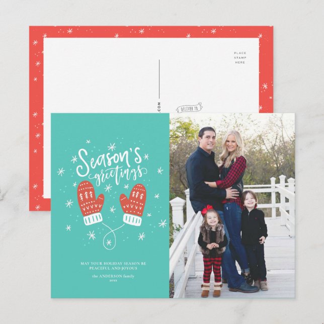 Hygge Mittens Christmas Holiday Postcard (Front/Back)