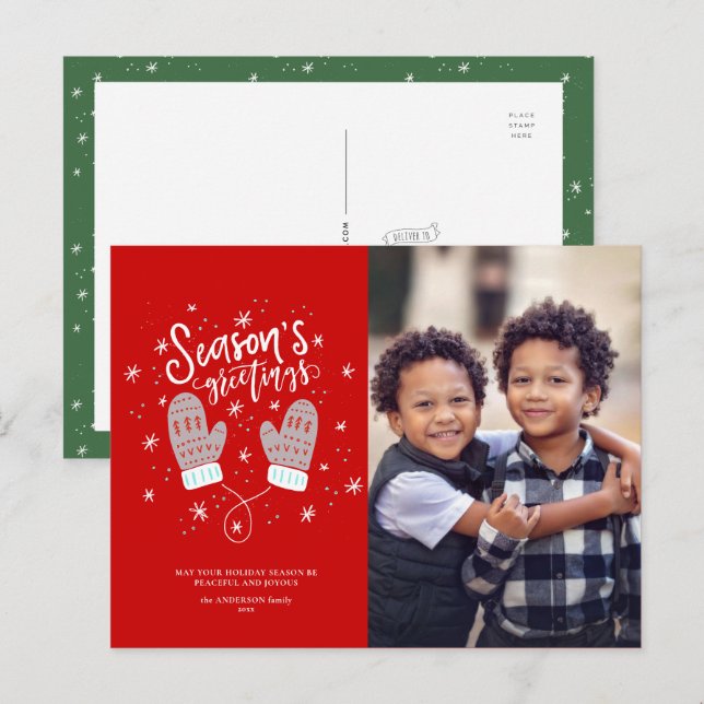 Hygge Mittens Christmas Holiday Postcard (Front/Back)