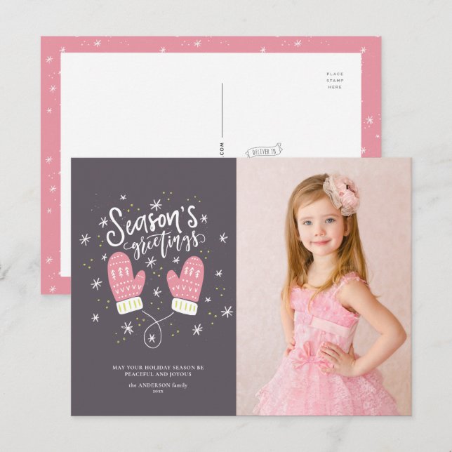 Hygge Mittens Christmas Holiday Postcard (Front/Back)