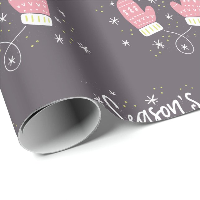 Hygge Mittens Christmas Holiday Wrapping Paper (Roll Corner)