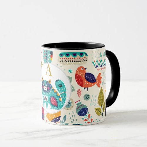 Hygge Mugs Cozy Cat Personalized Pretty Folk Art