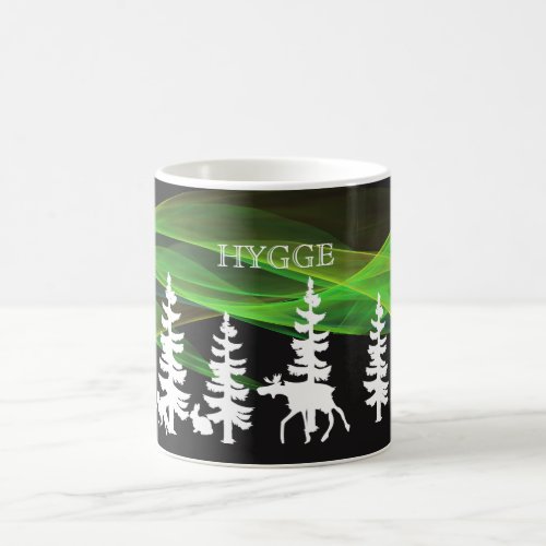 Hygge nordic woods in white with northern lights coffee mug