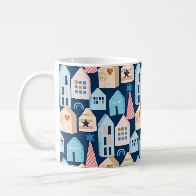 Hygge Scandinavian Nordic Houses Christmas pattern Coffee Mug (Left)