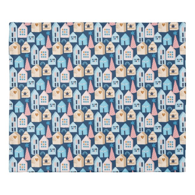 Hygge Scandinavian Nordic Houses Christmas pattern Duvet Cover (Back)