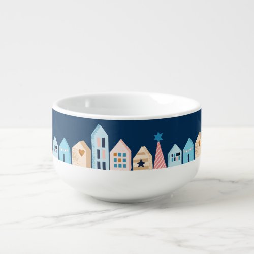 Hygge Scandinavian Nordic Houses Christmas pattern Soup Mug