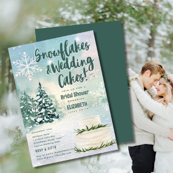 Hygge Snowflakes and Wedding Cake Bridal Shower Invitation | Zazzle