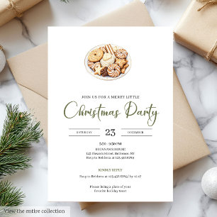 Hygge Style Olive Green Minimalist Christmas Party Invitation