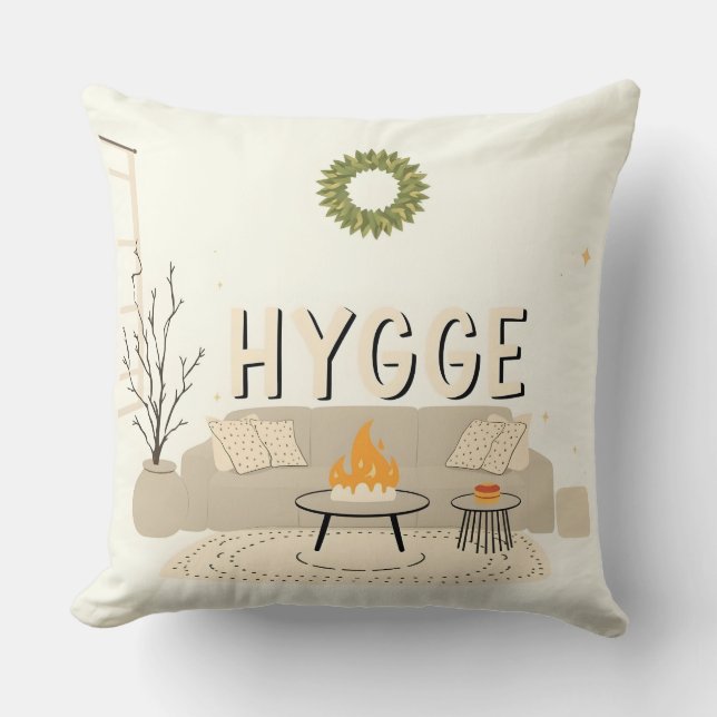 Hygge Throw Pillow | Cozy Scandinavian Home Decor (Front)