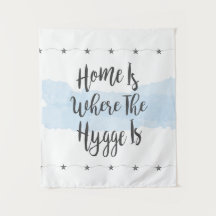 Hygge Watercolor Cozy Home Pastel Blue White