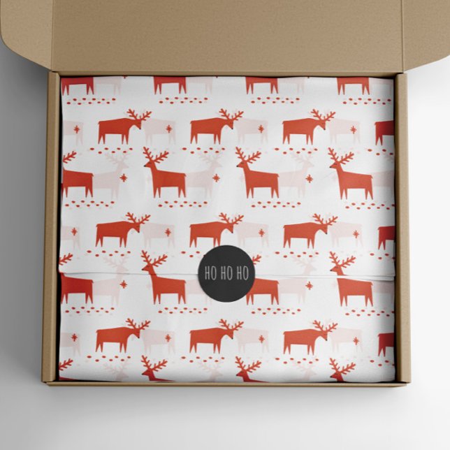Hygge Woodland Reindeer | Red Christmas Holiday Tissue Paper (Creator Uploaded)