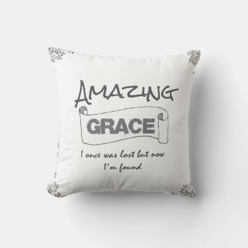 Hymn Amazing Grace Typography Throw Pillow