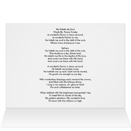 Hymn by Fannie Crosby He hideth my soul (Inside Horizontal (Top))