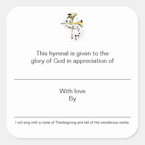 Hymnal Plates In Appreciation of Square Sticker