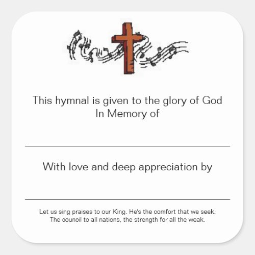 Hymnal Plates In Memory of Square Sticker