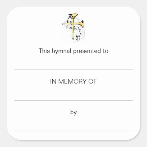 Hymnal Plates In Memory of Square Sticker