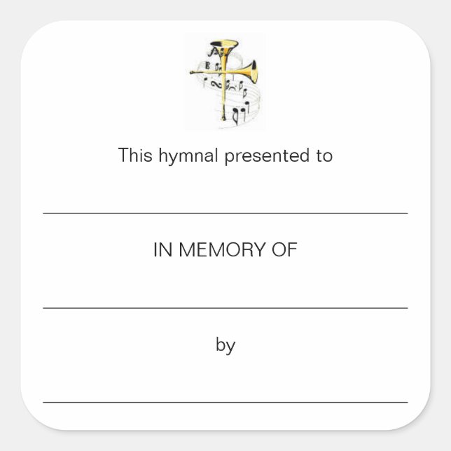 Hymnal Plates In Memory of Square Sticker (Front)
