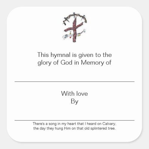 Hymnal Plates In Memory of Square Sticker