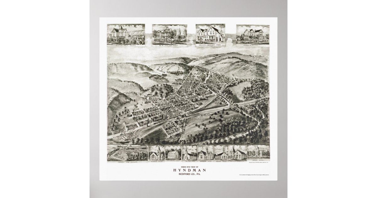 Hyndman, PA Panoramic Map 1906 Poster Zazzle