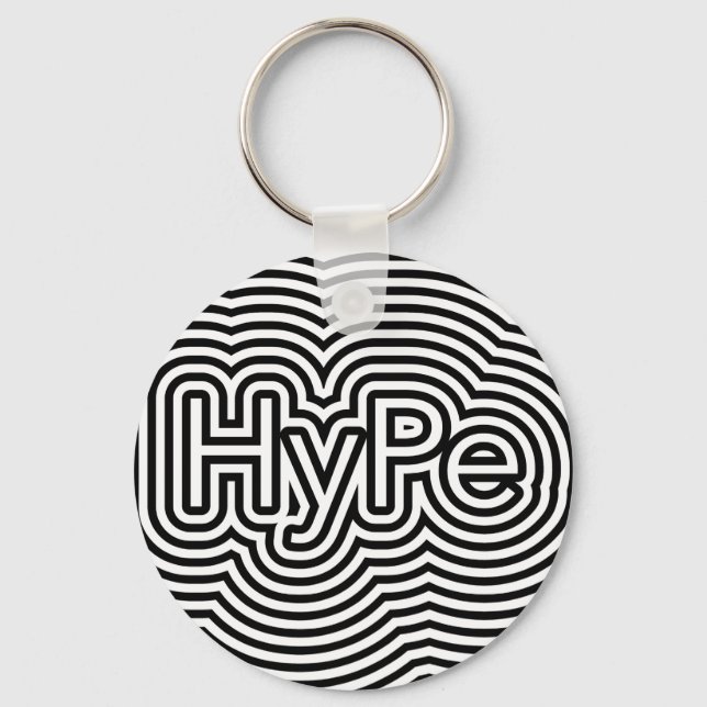 Hype optical illusion op art minimal white lines keychain (Front)