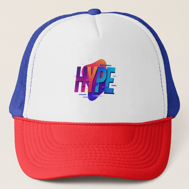 HYPE WAVE – Electric Spectrum Trucker Hat (Front)