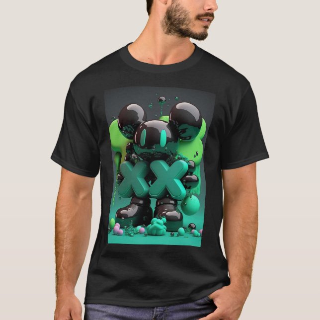 Hypebeast Kaws Metal Print Design  T-Shirt (Front)