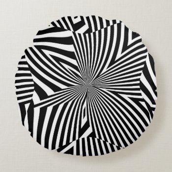 Hyper Black And White Round Pillow by ZionMade at Zazzle