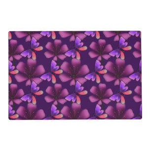 Hyper-Bloom Purple Butterfly: Dark  Floral  Placemat
