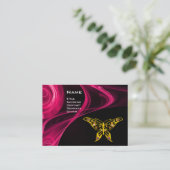 HYPER BUTTERFLY- antique  red pink  black yellow Business Card (Standing Front)