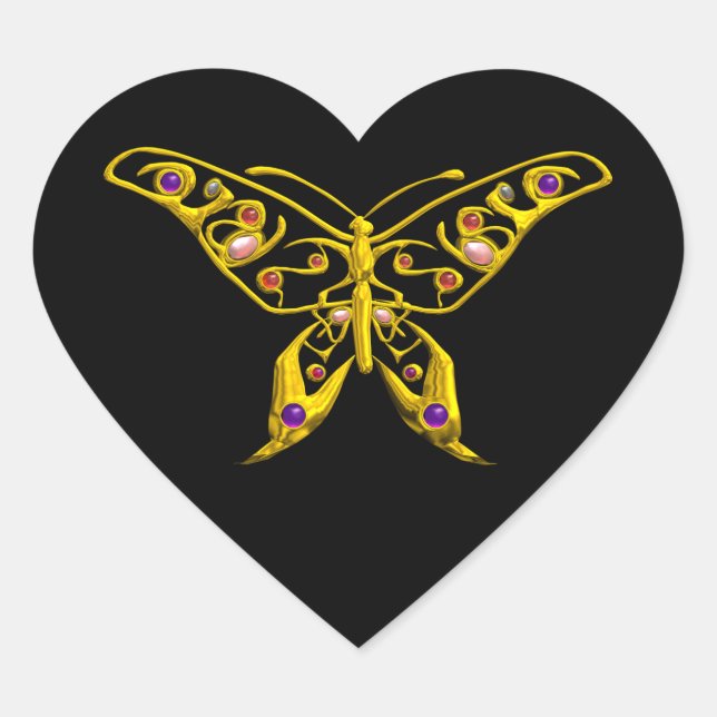 HYPER BUTTERFLY, black Heart Sticker (Front)