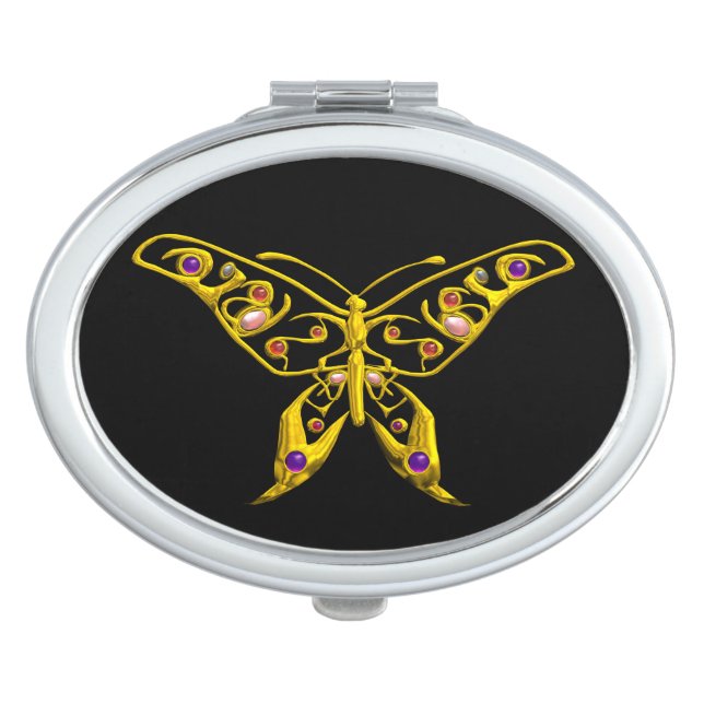 HYPER BUTTERFLY ,Black Makeup Mirror (Front)