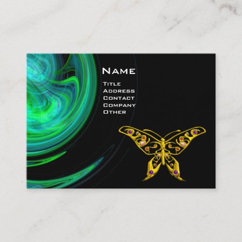 HYPER BUTTERFLY_ bright blue green black yellow Business Card