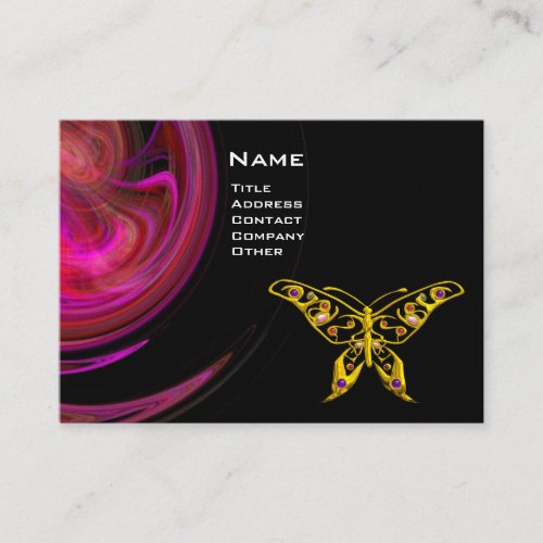 HYPER BUTTERFLY_ bright pink violet black yellow Business Card
