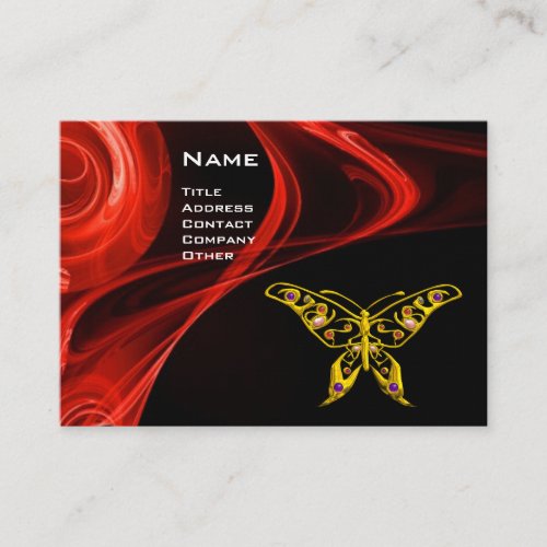 HYPER BUTTERFLY_bright  red black yellow Business Card