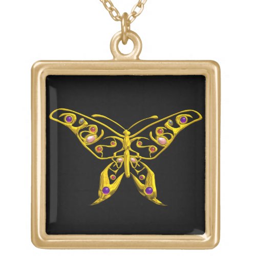 HYPER BUTTERFLY  Gold Black Gold Plated Necklace