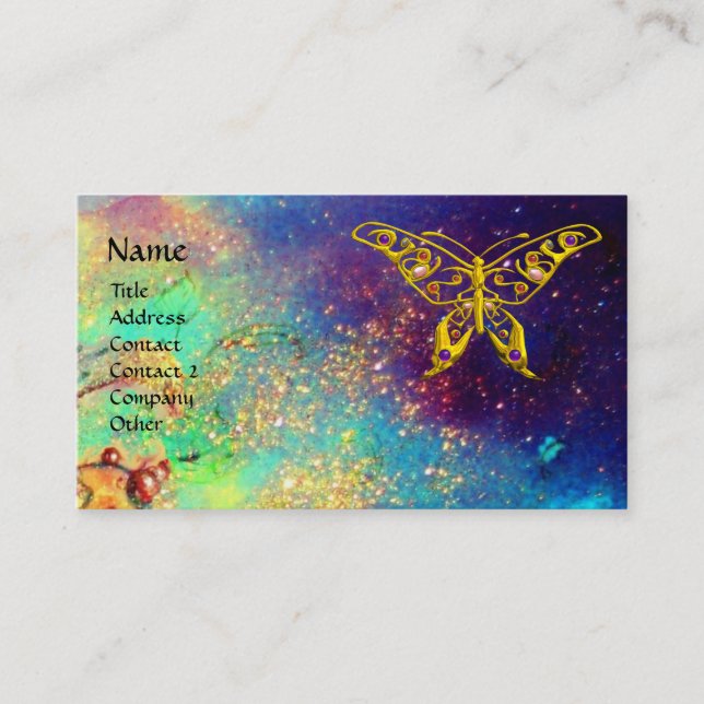 HYPER BUTTERFLY IN GOLD SPARKLES BUSINESS CARD (Front)