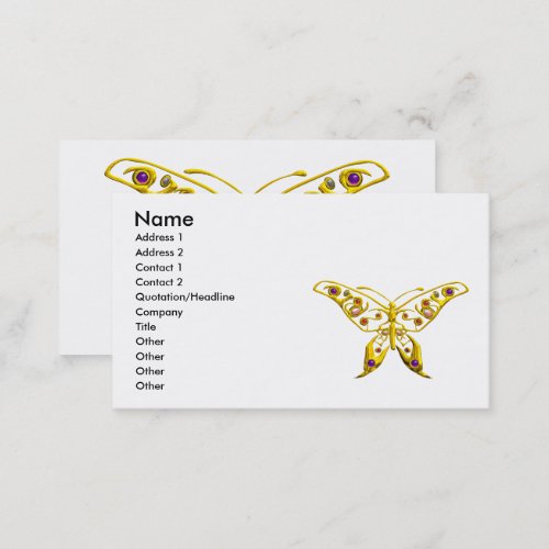 HYPER BUTTERFLY JEWEL COLORFUL GEMSTONES White Business Card