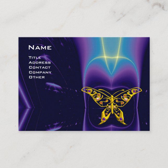 HYPER BUTTERFLY / LIGHT WAVES,Aqua Blue,Purple Business Card (Front)
