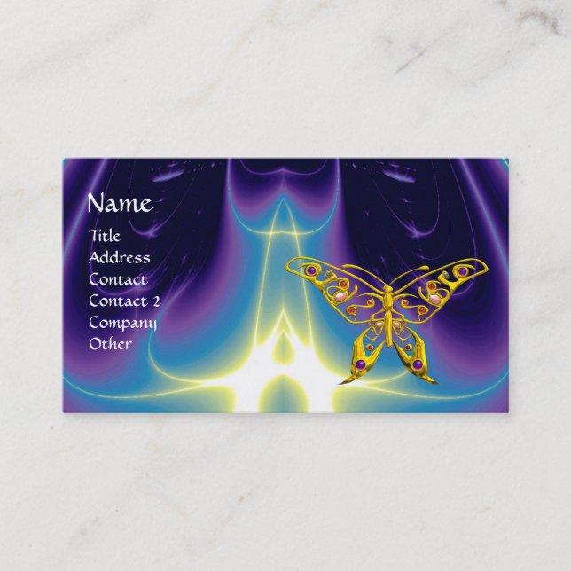 HYPER BUTTERFLY / LIGHT WAVES,Aqua Blue,Purple Business Card (Front)