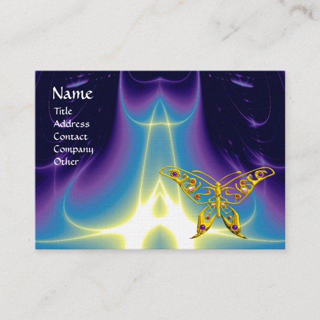 HYPER BUTTERFLY / LIGHT WAVES,Aqua Blue,Purple Business Card (Front)