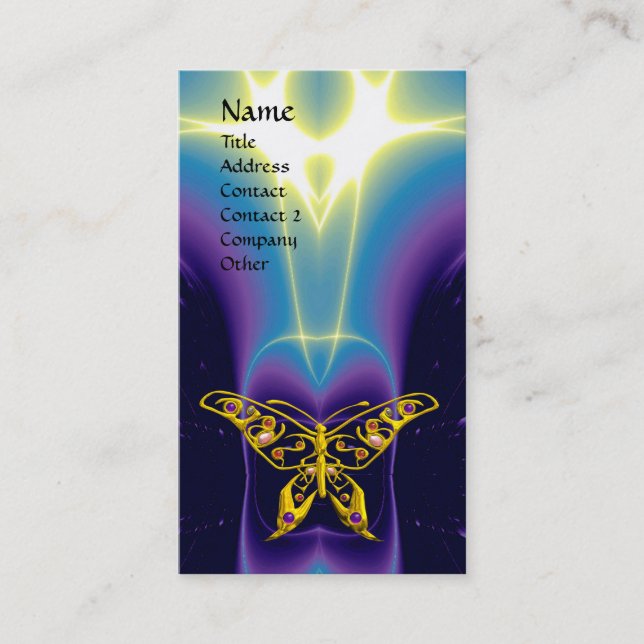 HYPER BUTTERFLY / LIGHT WAVES,Aqua Blue,Purple Business Card (Front)