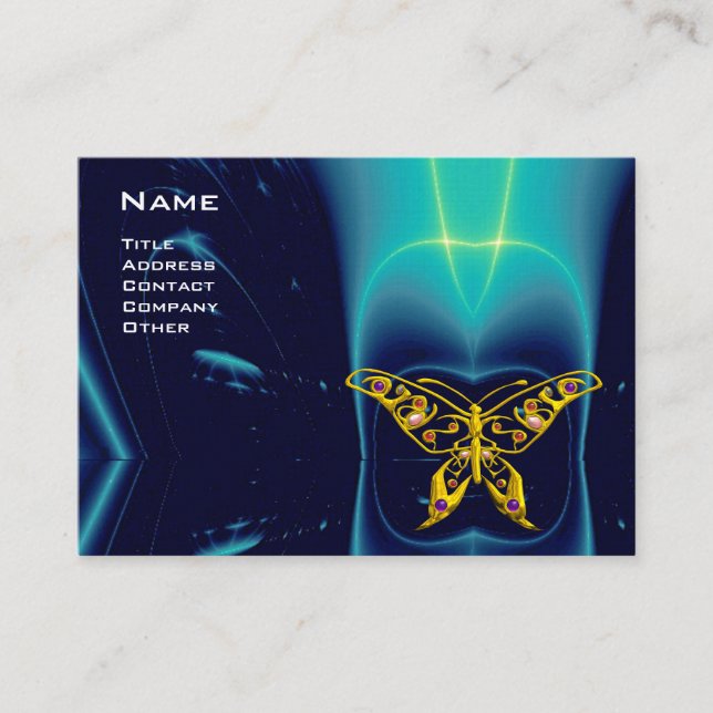 HYPER BUTTERFLY / LIGHT WAVES, Aqua Blue,Turquase Business Card (Front)