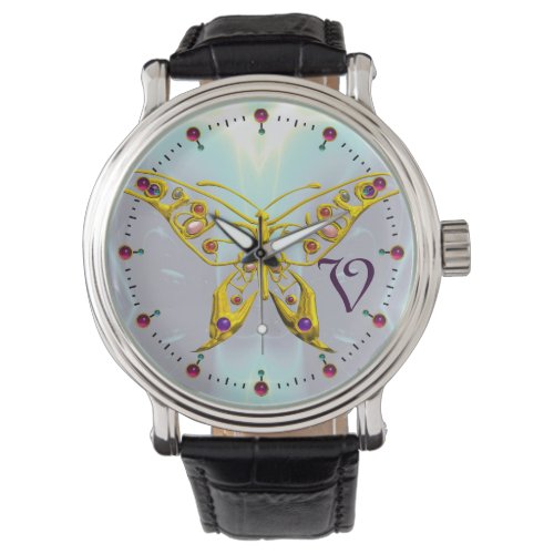 HYPER BUTTERFLY MONOGRAM Aqua Blue Fractals Watch