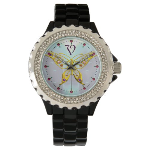 HYPER BUTTERFLY MONOGRAM Aqua Blue Fractals Watch