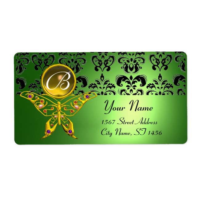 HYPER BUTTERFLY MONOGRAM green damask topaz Label (Front)
