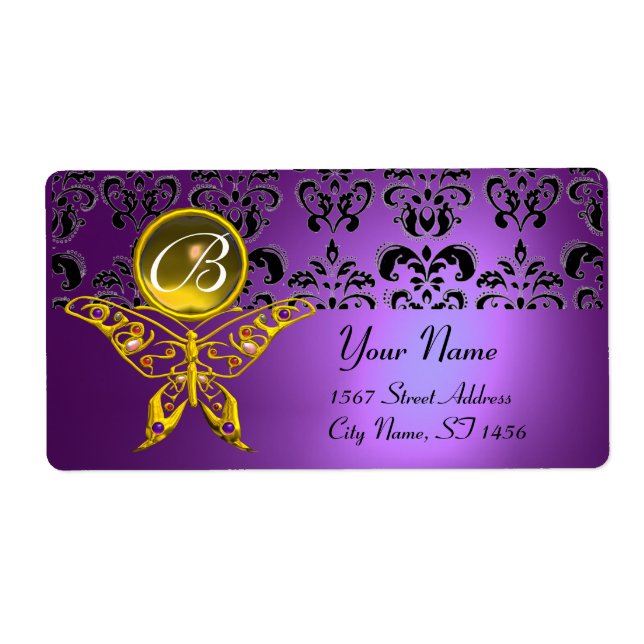 HYPER BUTTERFLY MONOGRAM purple damask topaz Label (Front)
