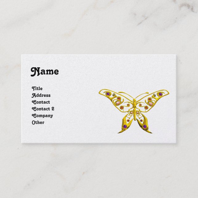 HYPER BUTTERFLY ,pearl  paper,white Business Card (Front)